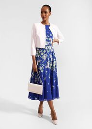 Petite Carly Floral Midi Dress, Blue Multi, hi-res