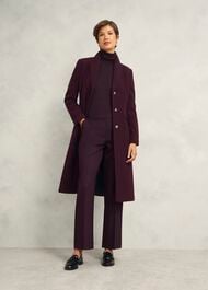 Edwina Wool Blend Coat, Wine, hi-res