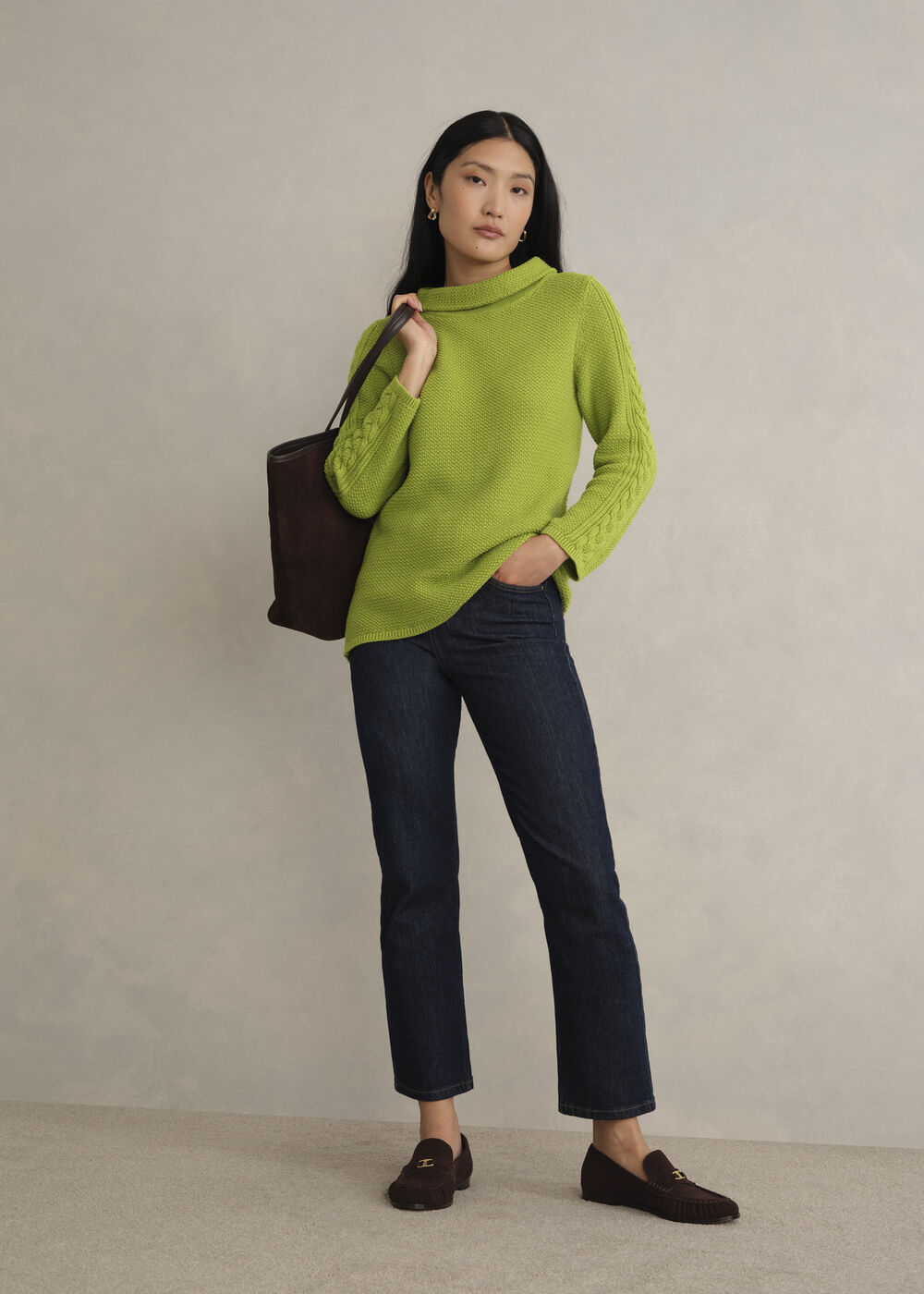 Camilla Cotton Sweater, Pear Green, hi-res