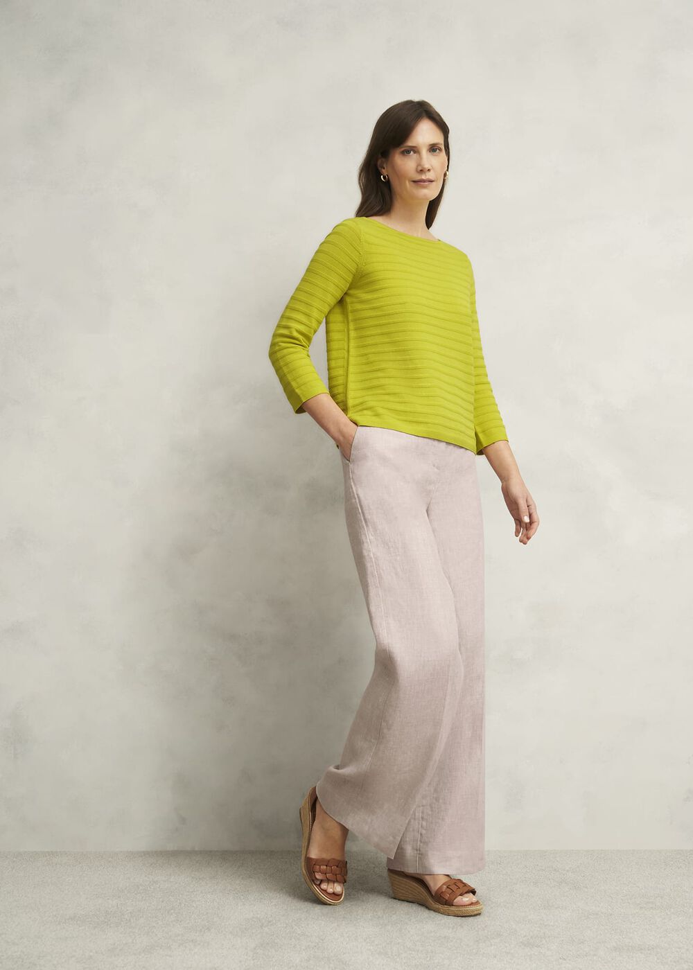 Nellie Cotton Jumper, Citrine Green, hi-res