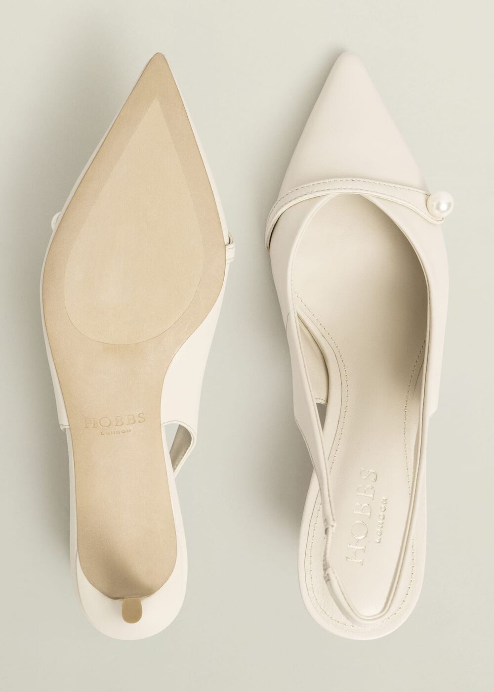 Serena Leather Slingbacks, Buttercream, hi-res