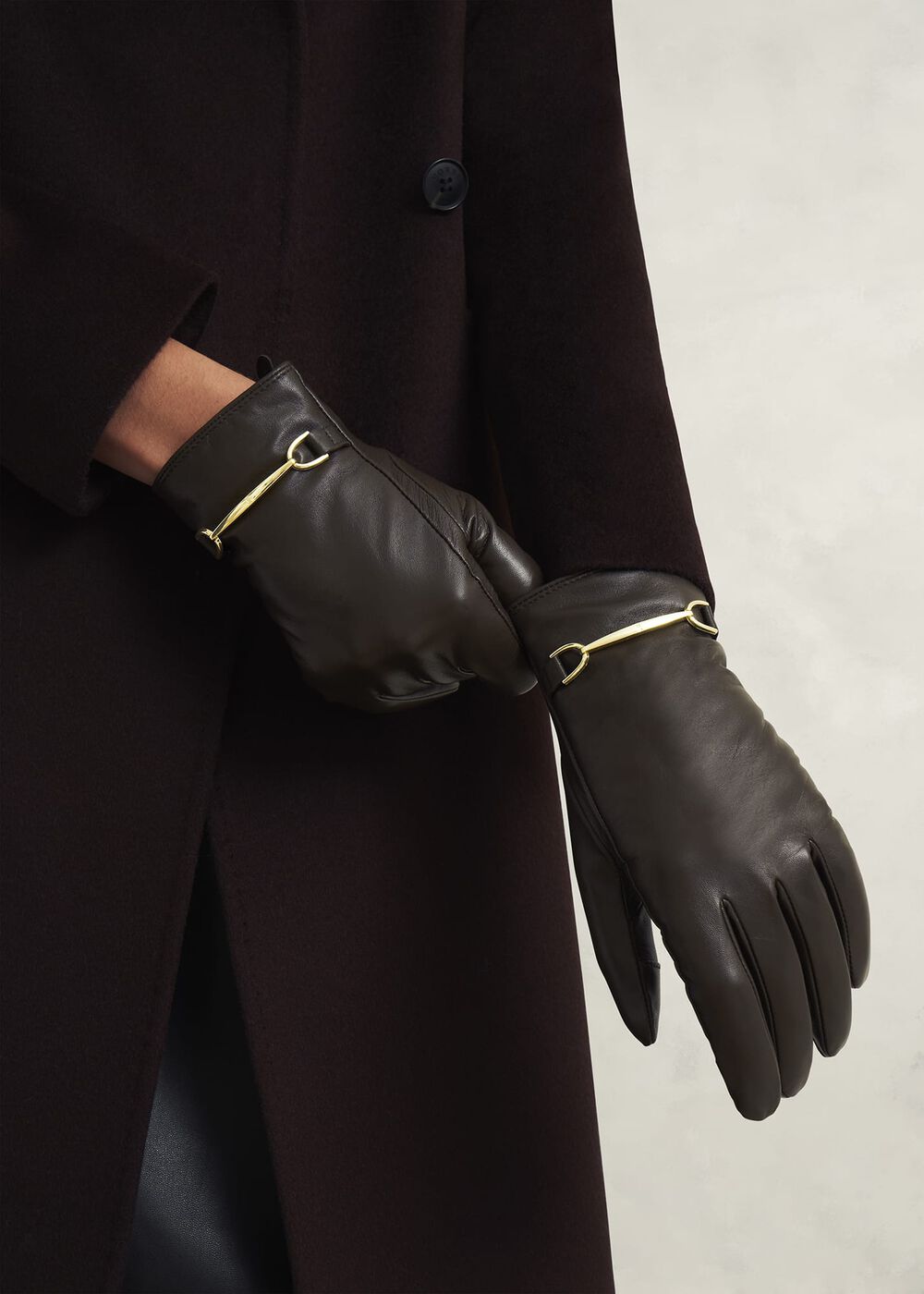 Tara Leather Gloves, Chocolate Brown, hi-res