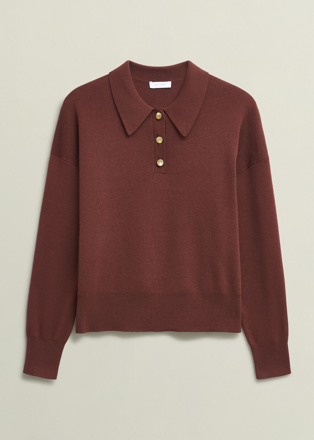 Connie Polo Jumper, Cinnamon Brown, hi-res