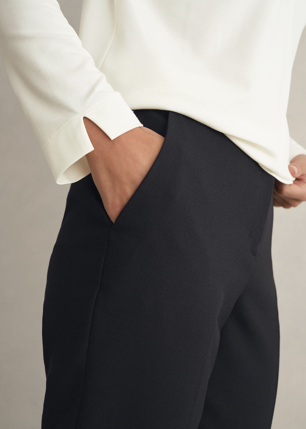 Lisette Wool Blend Trousers, Black, hi-res