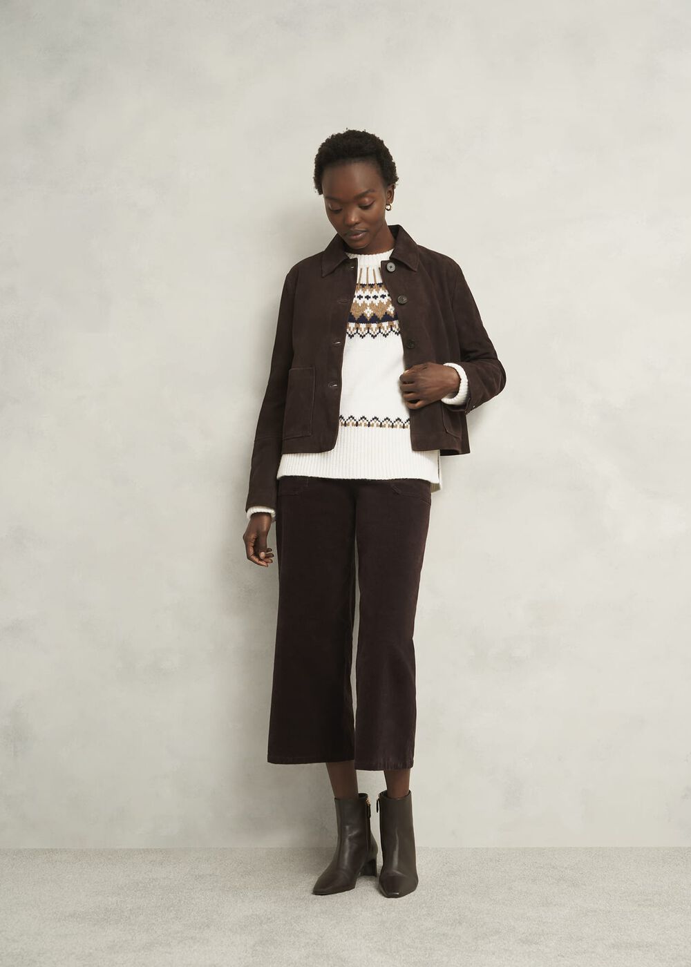 Anya Fairisle Chunky Crew Sweater, Ivory Camel, hi-res