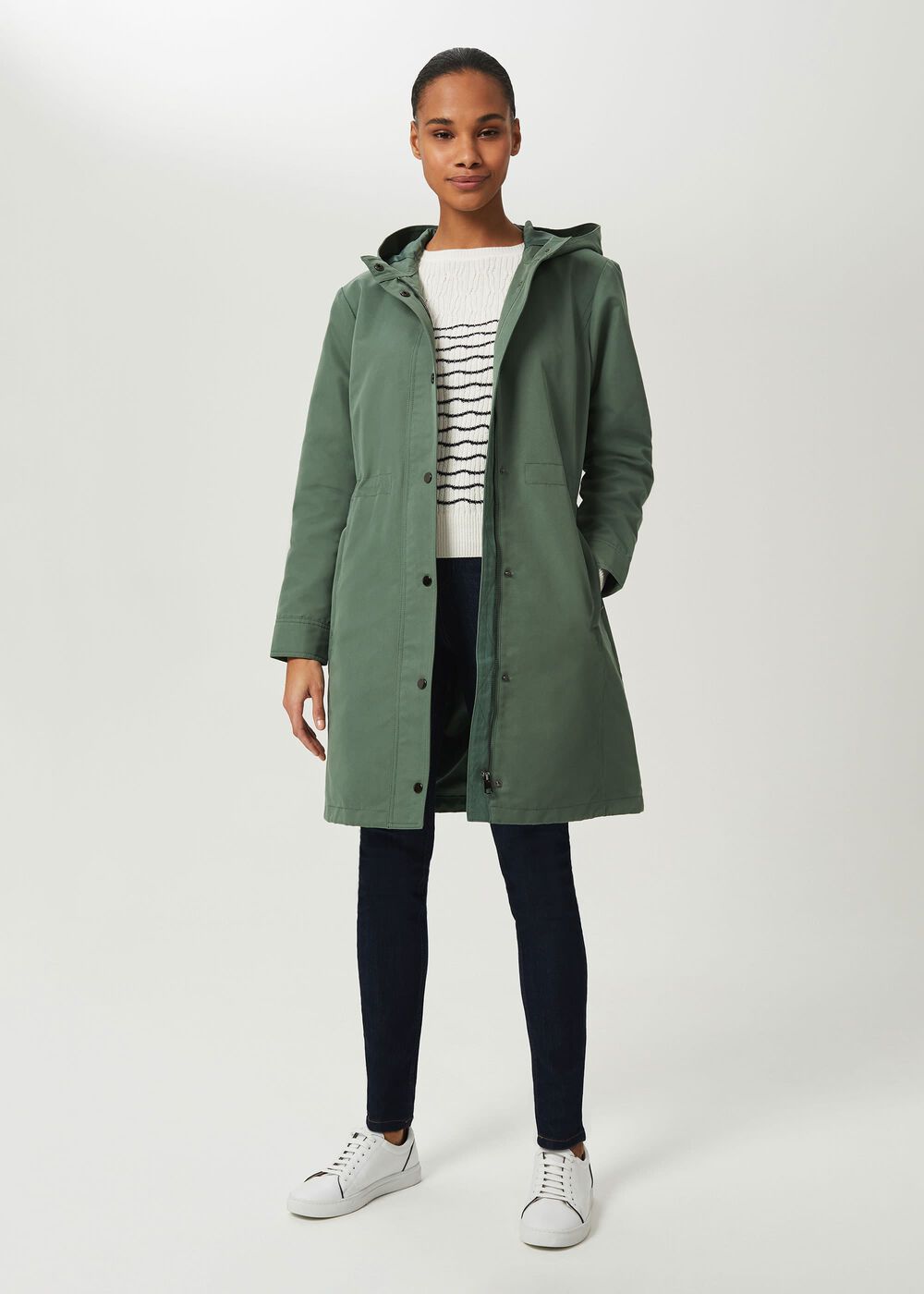 Kathy Water Resistant Parka With Hood, Dark Sage Green, hi-res