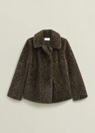 Dania Leopard Faux Fur Coat, Brown Multi, hi-res