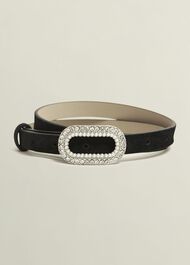 Cathy Jewelled Belt, Black, hi-res