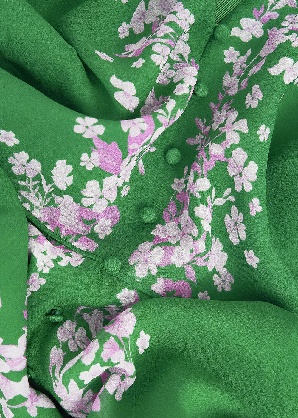 Petite Ana Silk Floral Dress, Green Pink, hi-res