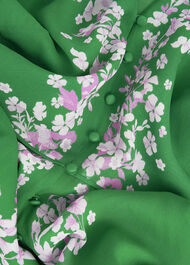 Petite Ana Silk Floral Dress, Green Pink, hi-res
