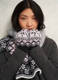 Deanna Fairisle Scarf With Wool , Grey Multi, hi-res