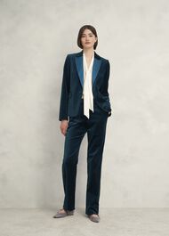 Luna Velvet Straight Pants, Riverside Blue, hi-res
