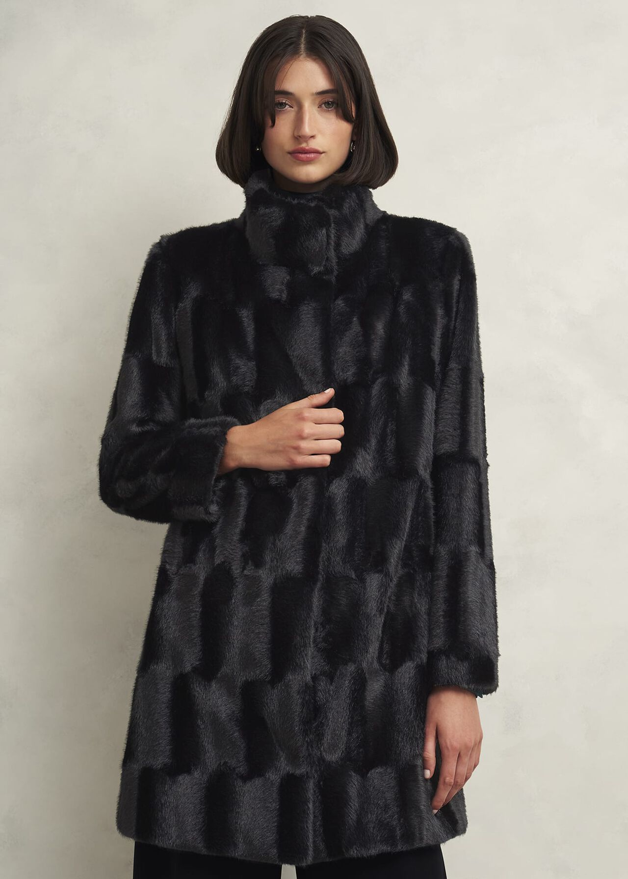 Rosanne Faux Fur Coat, Black, hi-res