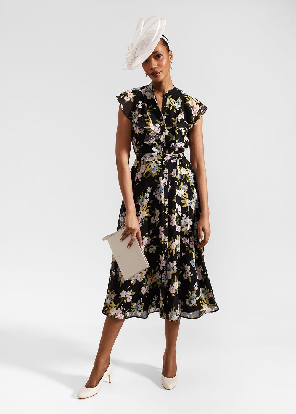 Erica Belted Midi Dress, Black Multi, hi-res