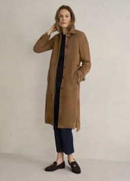 Oakley Suede Trench Coat, Tan, hi-res
