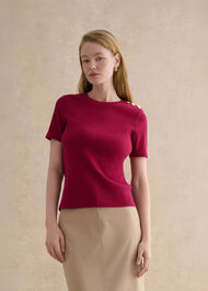 Tamsin Ribben Cotton Blend T-Shirt, Beetroot Pink, hi-res