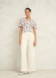 Gigi V Neck Top, Cream Multi, hi-res