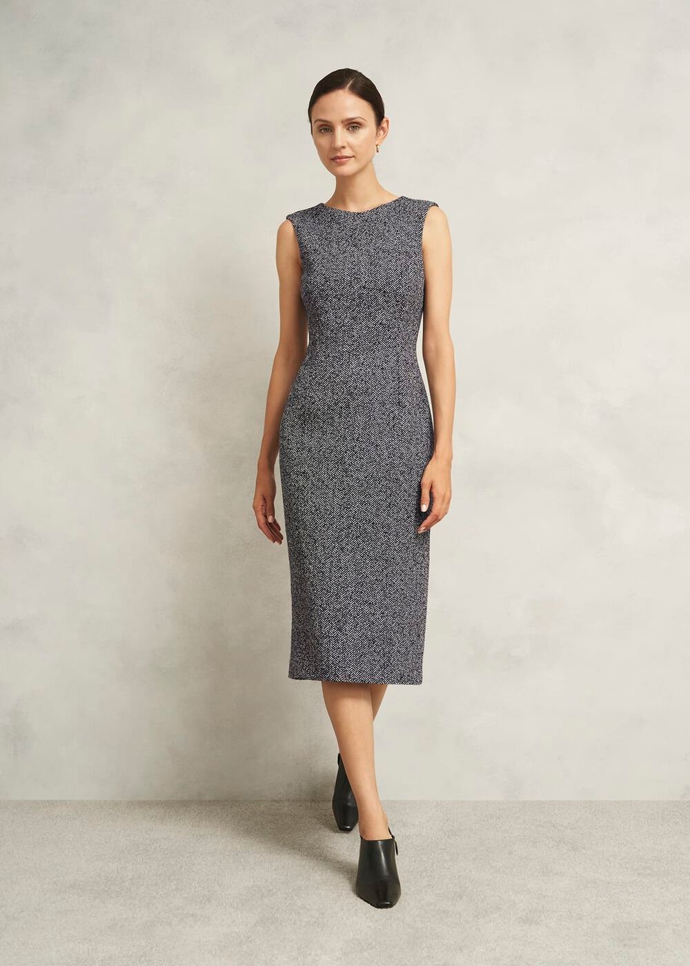 Marlyn Wool Jersey Dress, Black White, hi-res