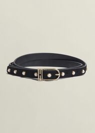 Frederica Pearl Embelished Belt, Black, hi-res