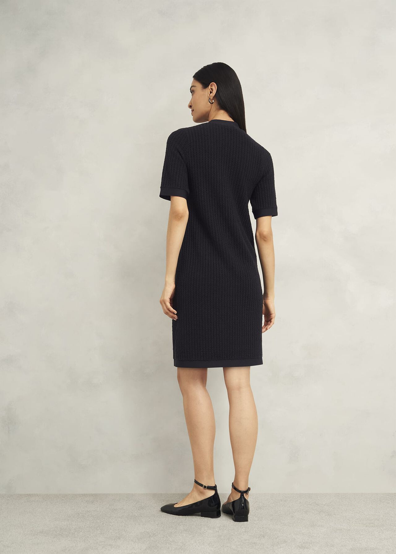 Tatton Cotton Blend Knitted Dress, Black, hi-res