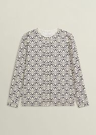 Ava Blouse, Cream Navy, hi-res