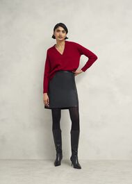 Lettie V Neck Sweater With Cashmere, Pomegranate Red, hi-res