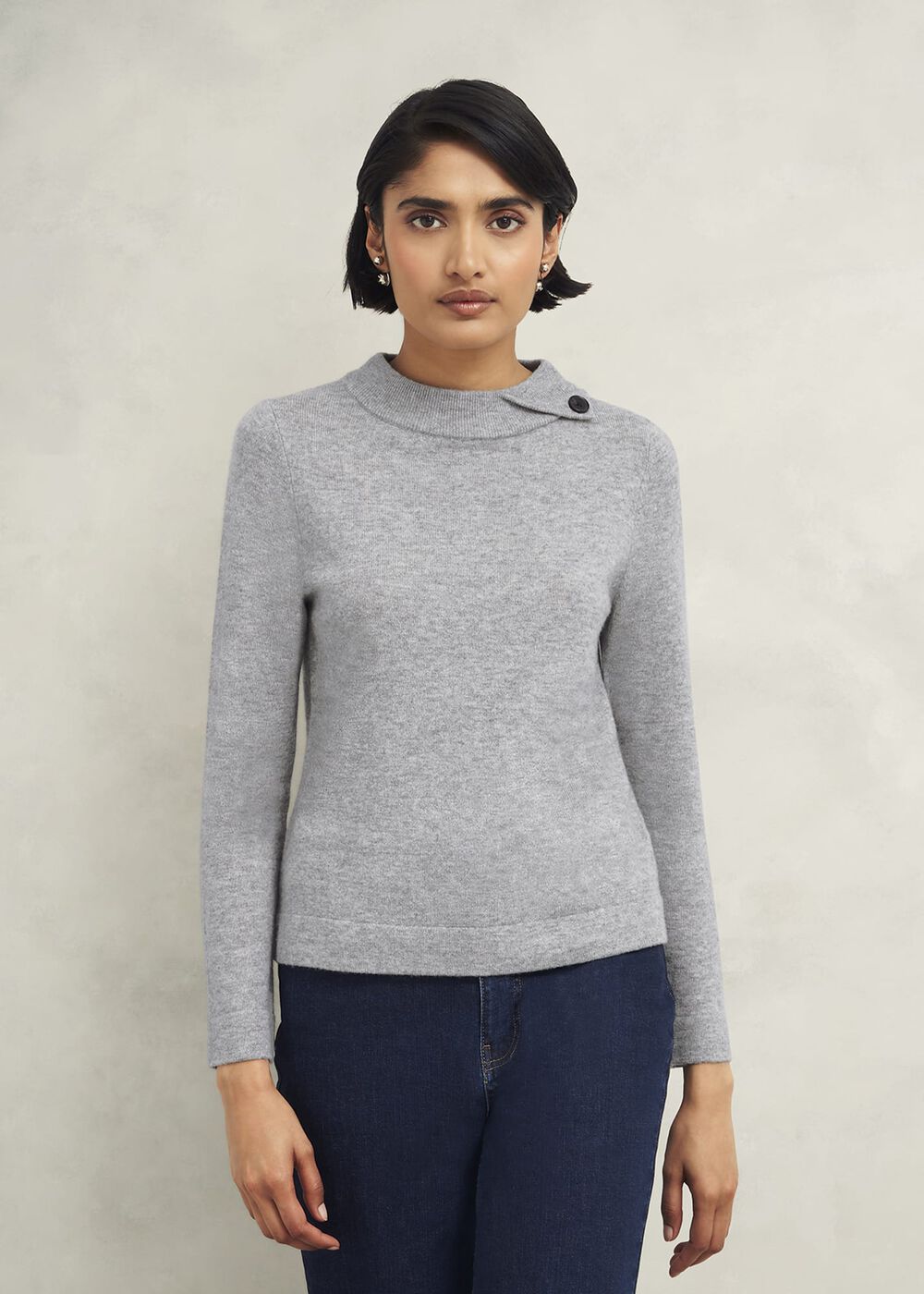 Talia Wool Cashmere Sweater, Grey Marl, hi-res