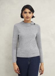 Talia Wool Cashmere Jumper, Grey Marl, hi-res