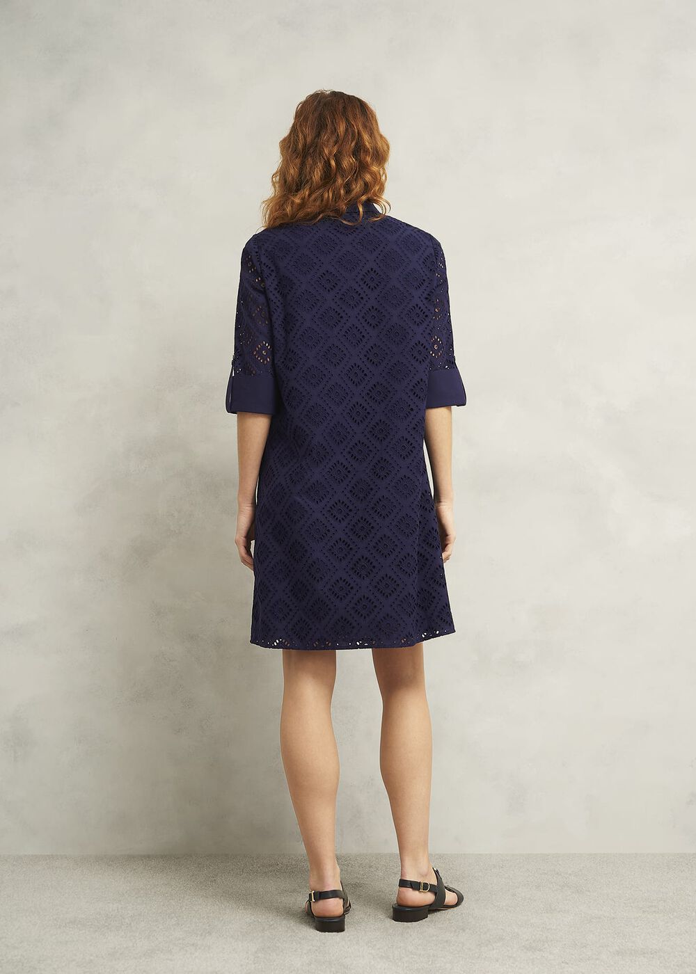 Petite Marcia Broderie Dress, True Navy, hi-res