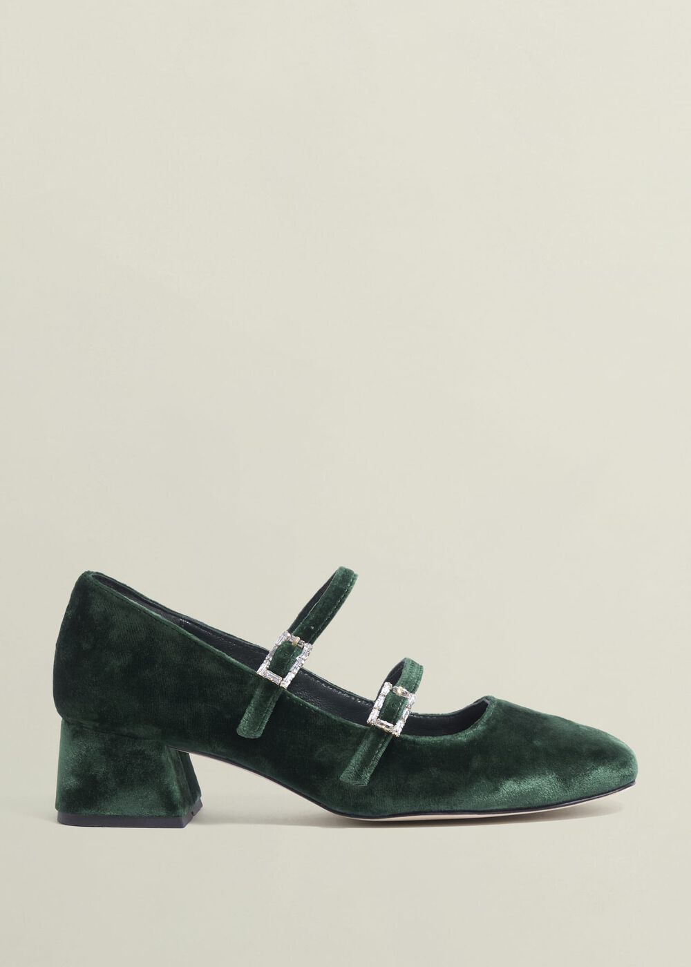 Rosaleen Velvet Heeled Mary Janes, Ponderosa Green, hi-res
