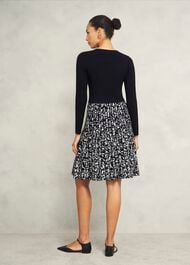 Gill Knitted Dress, Black Ivory, hi-res