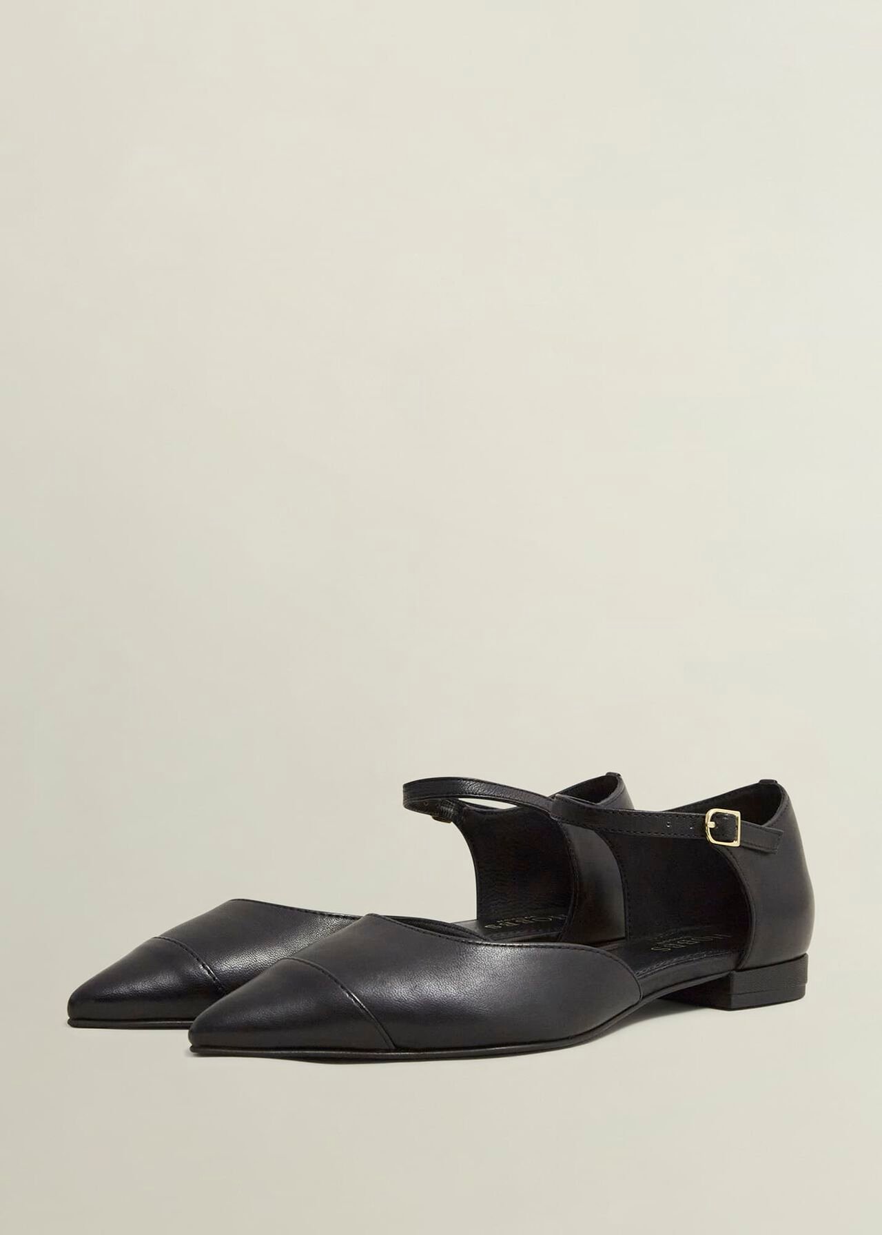 Seren Leather Flats, Black, hi-res