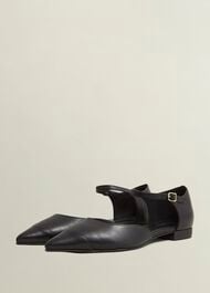 Seren Leather Flats, Black, hi-res