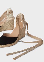 Trina Suede Wedge Espadrilles, Black, hi-res
