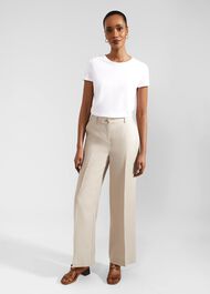 Roberta Wide Linen Trousers, Neutral, hi-res