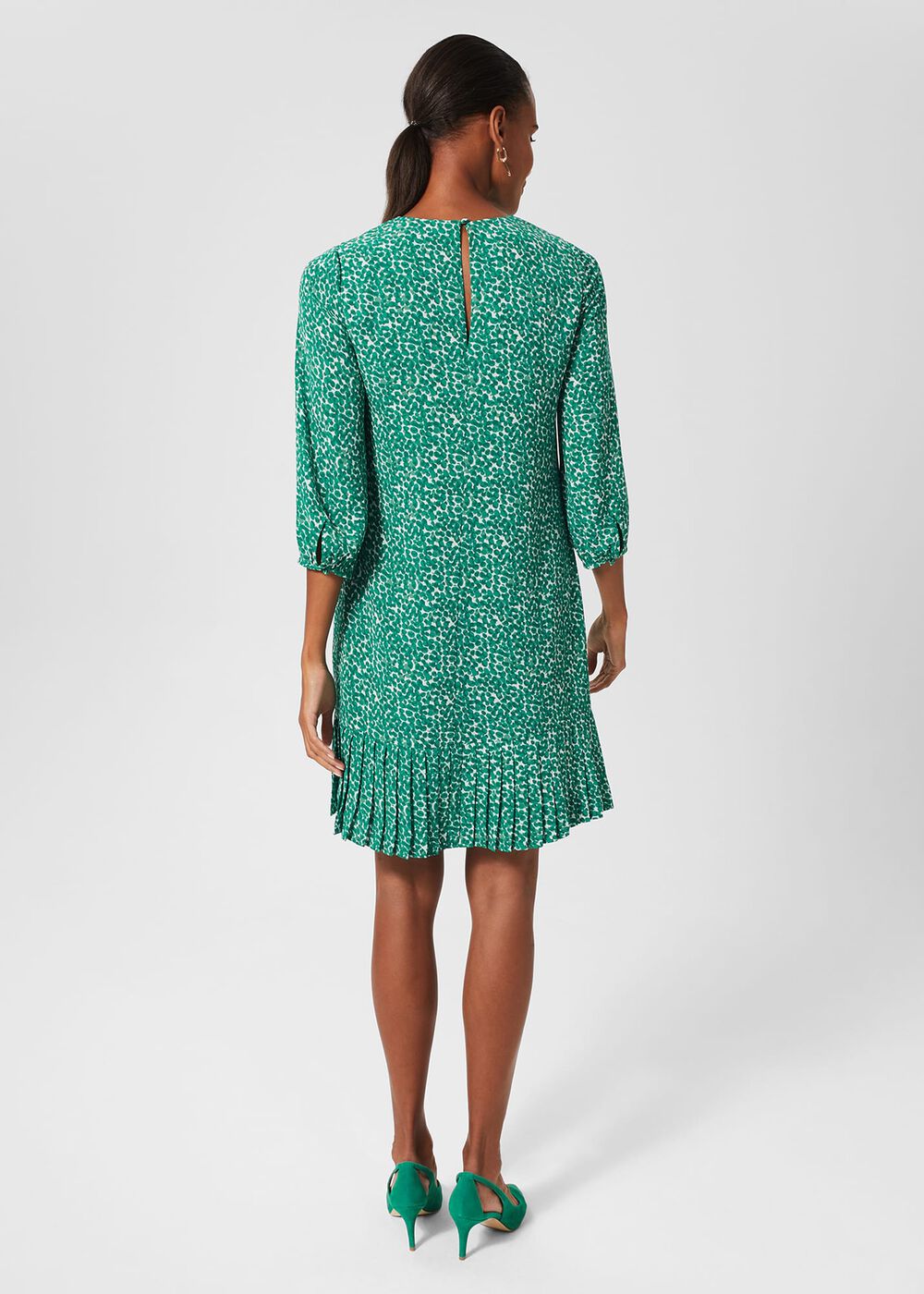 Petite Liana Spot Dress, Green Ivory, hi-res