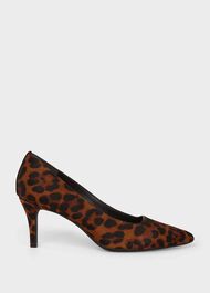 Amy Animal Print Leather Court Shoes, Leopard, hi-res