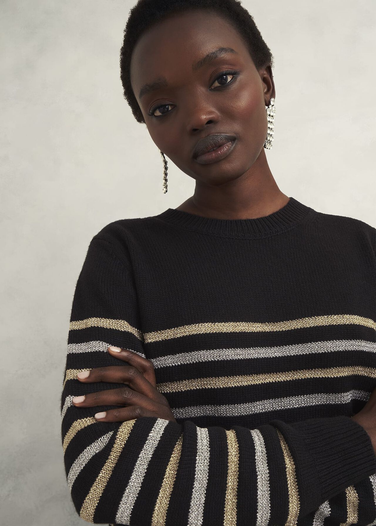 Destiny Sparkle Stripe Sweater , Black Multi, hi-res
