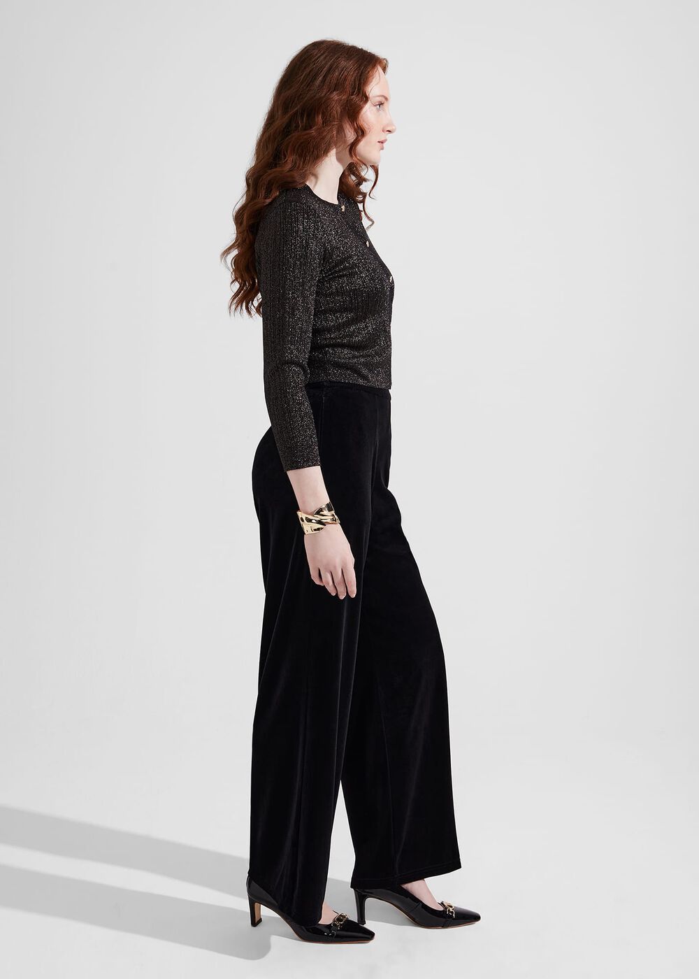 Viviene Velvet Pants, Black, hi-res