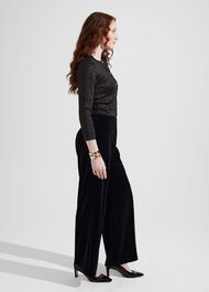 Viviene Velvet Pants, Black, hi-res