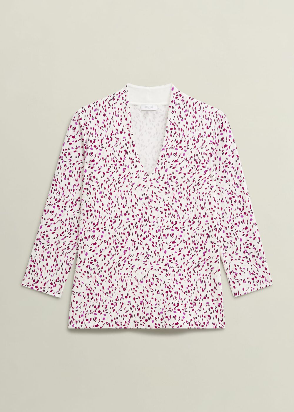 Aimee Printed Top, Ivory Pink, hi-res