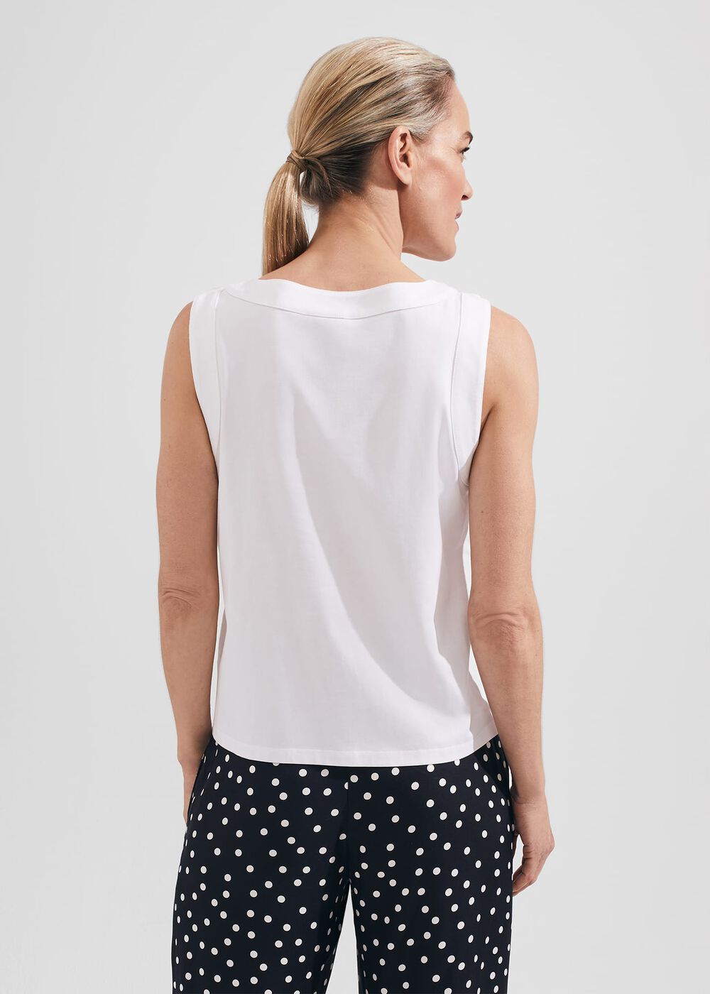 Maddy Cotton Sleeveless Top, White, hi-res
