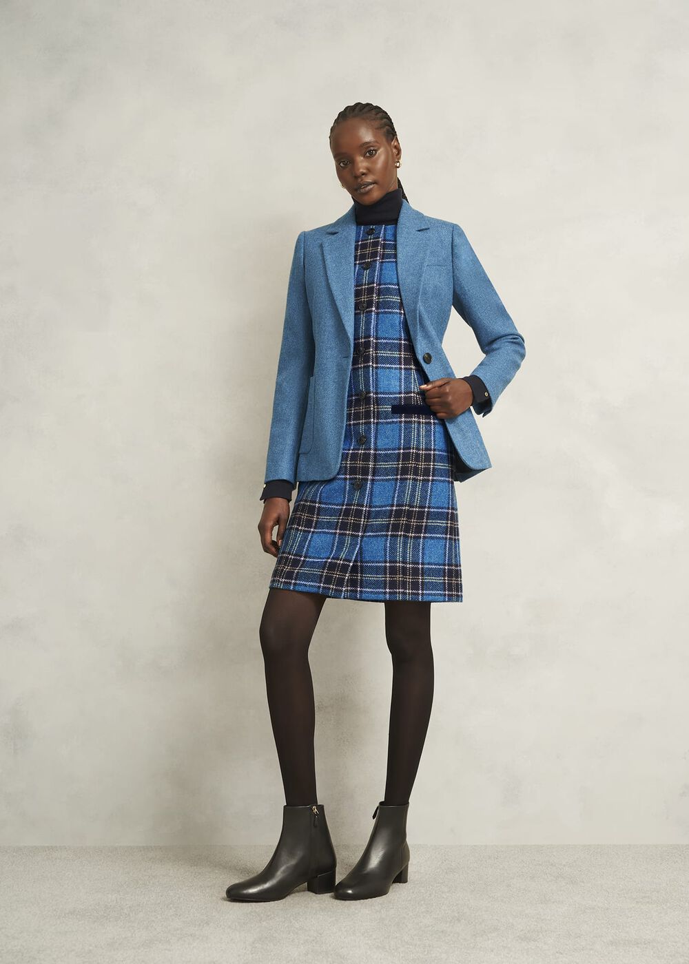 Petite Joella Wool Dress, Blue Multi, hi-res