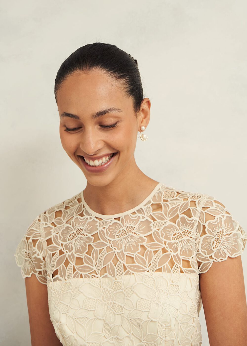 Johanna Lace Dress, Oyster, hi-res