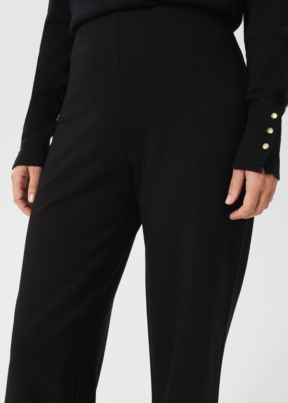 Petite Pippa Jersey Wide Leg Trousers, Black, hi-res