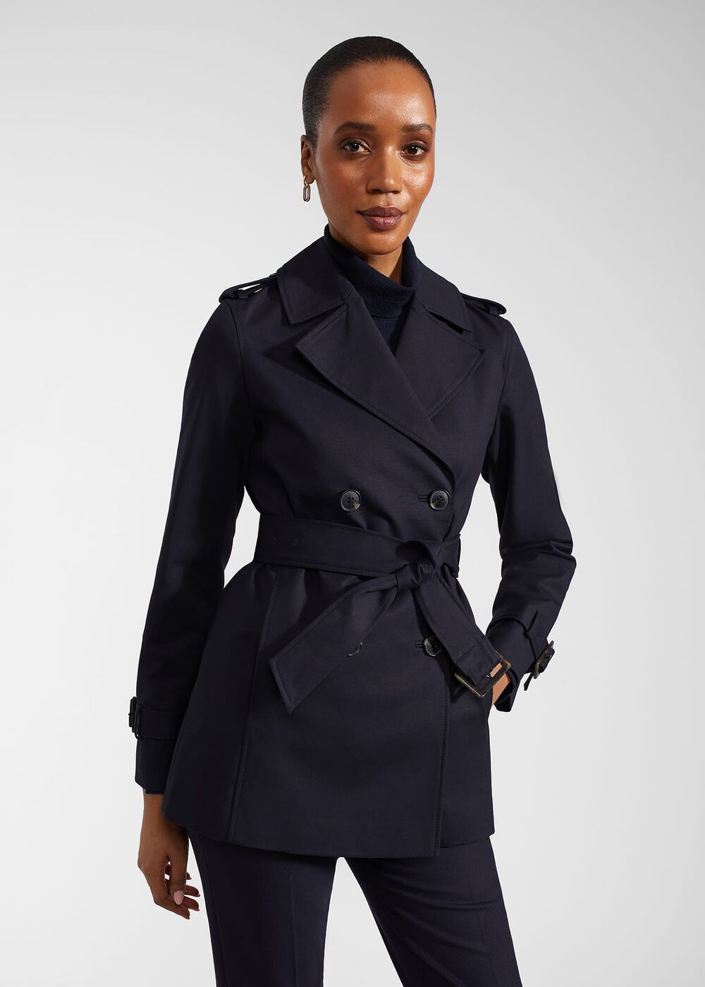 Shea Shower Resistant Trench Coat, Navy, hi-res