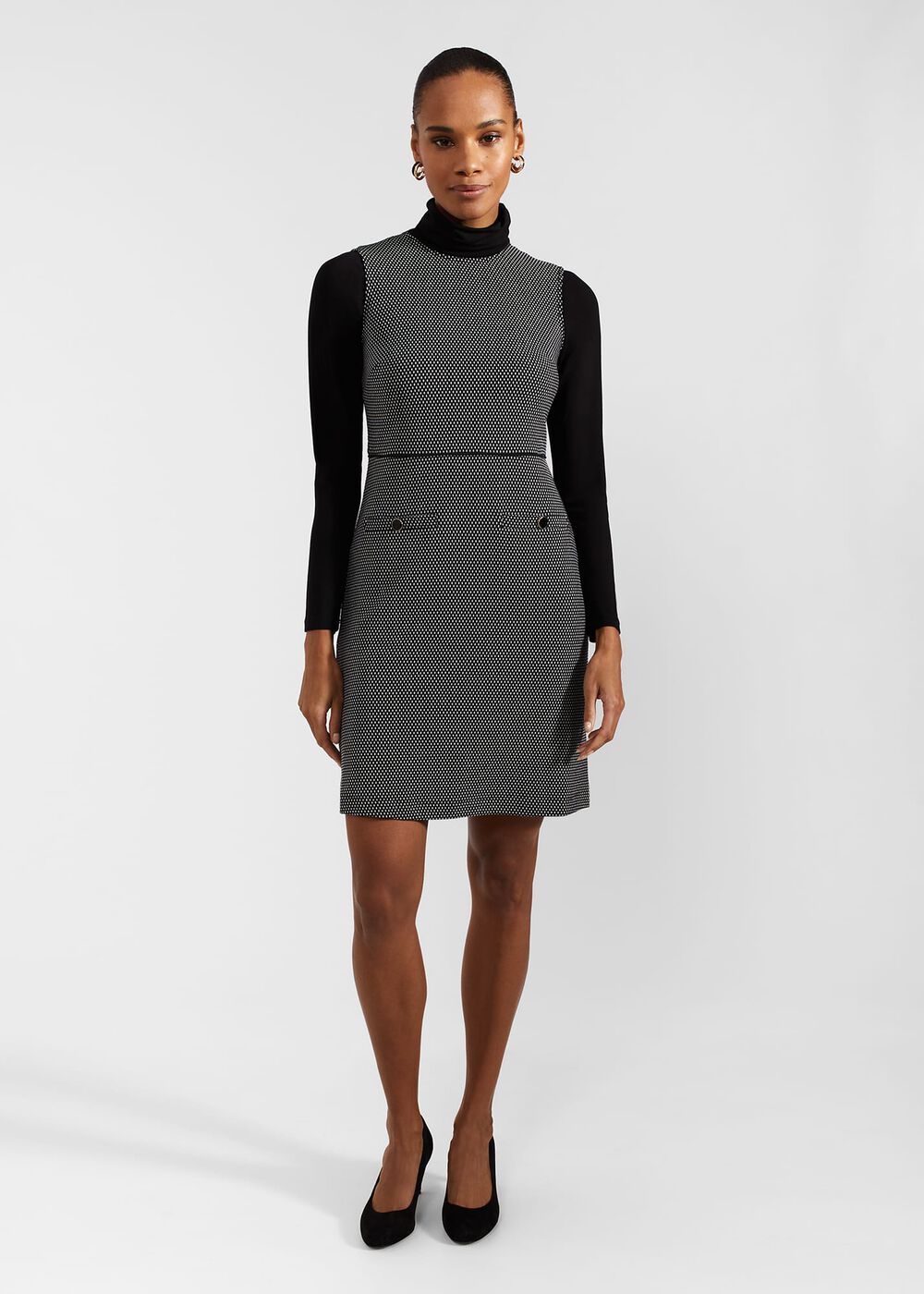 Violet Ponte Dress, Black Ivory, hi-res