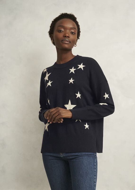 Arnelle Wool Blend Star Print Knitted Sweater
