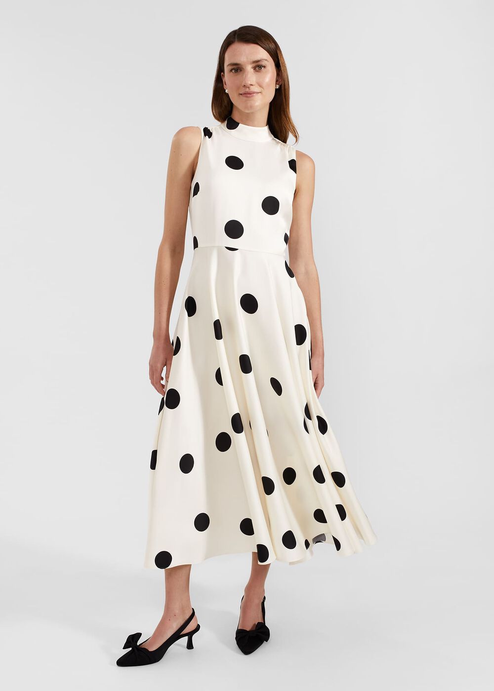 Mia Spot Dress, Cream Black, hi-res