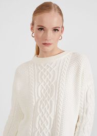 Corina Cotton Cable Sweater, Ivory, hi-res
